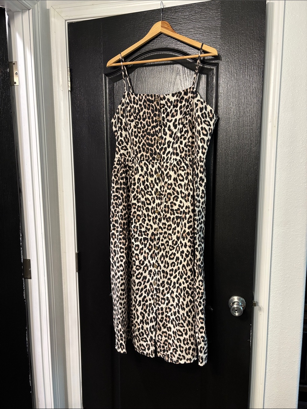 H&M Leopard Print Linen Midi Dress
